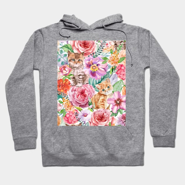 Kittens in flowers III Hoodie by CatyArte